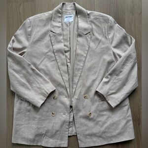 Old Navy Women's Double-Breasted Linen-Blend Blazer - Cream